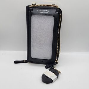 UYHM  Black Wallet Purse Crossbody Strap Double Zip Pockets Phone Pocket
